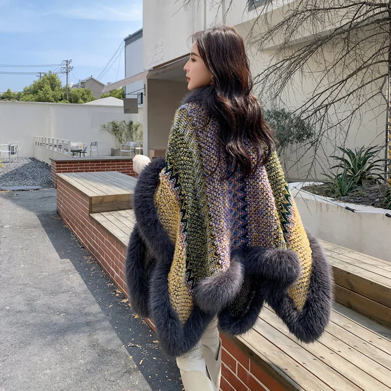 2023-New-High-end-Fur-Women-Shawl-Poncho-Fashion-Ethnic-Rainbow-Color-Winter-Warm-Wearing-Cape-3